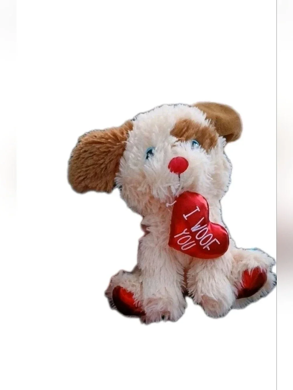 Set of 3 Plush Toys - Cream & Brown with Red Accents